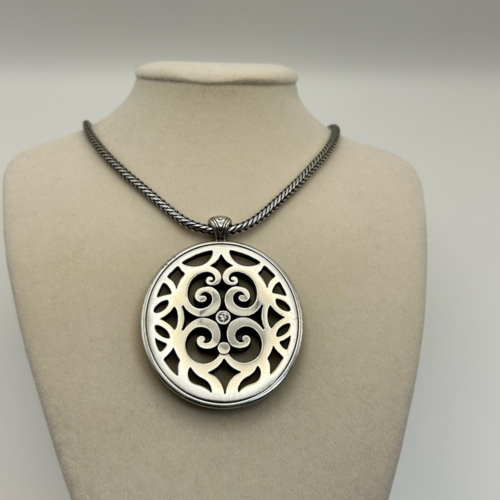 Brighton Destino Necklace 17" Silver Plated Crystal Adjustable Chunky Chain - Picture 5 of 15